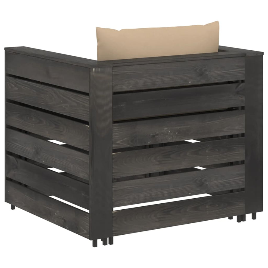 Loungeset Met Kussens Geïmpregneerd Hout Beige en grijs