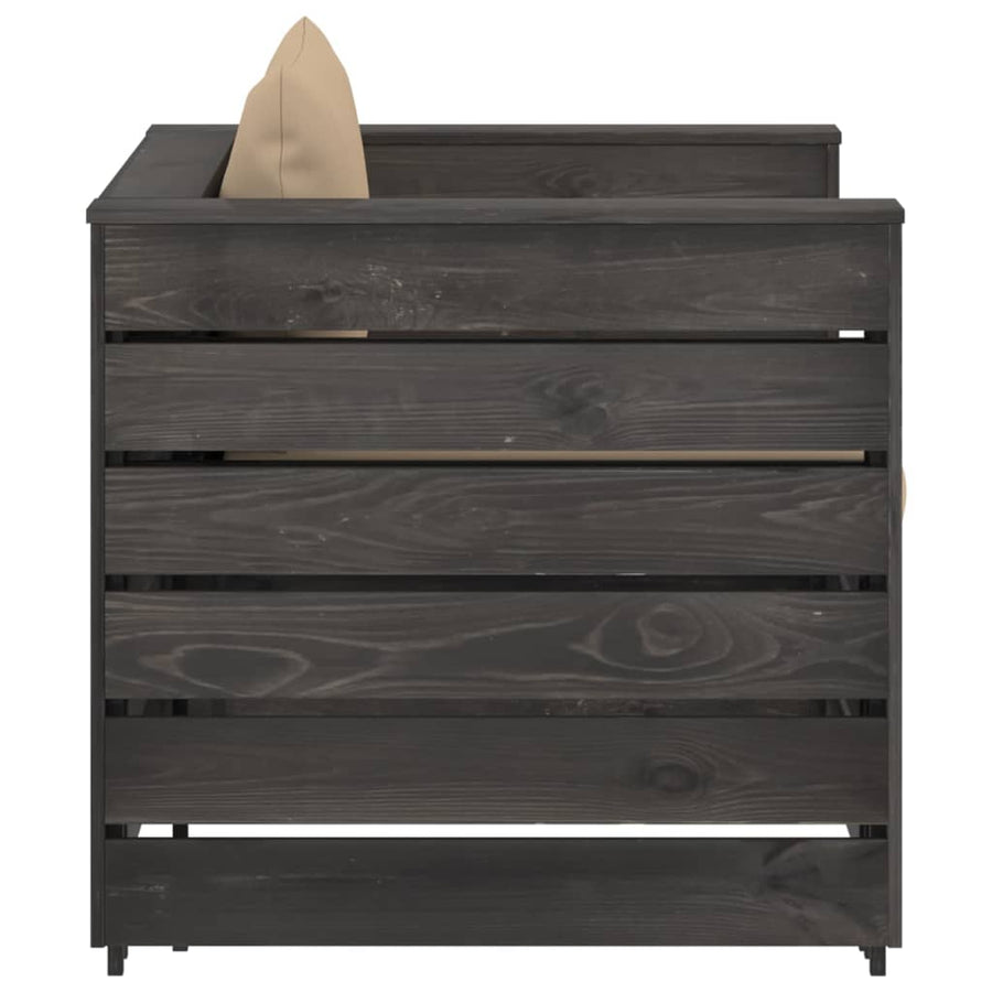 Loungeset Met Kussens Geïmpregneerd Hout Beige en grijs