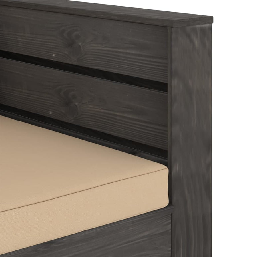 Loungeset Met Kussens Geïmpregneerd Hout Beige en grijs