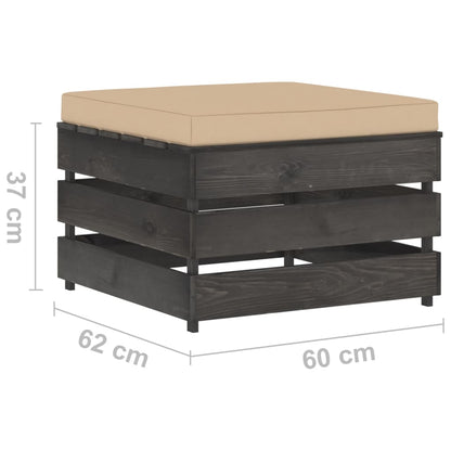 Loungeset Met Kussens Geïmpregneerd Hout Beige en grijs
