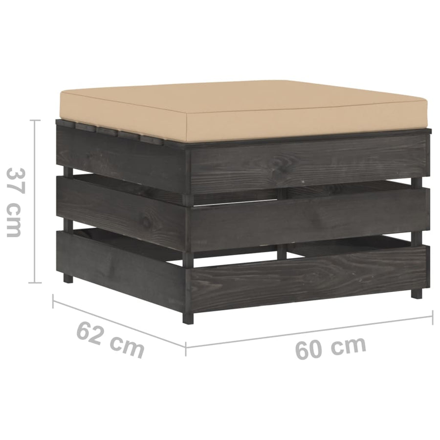 Loungeset Met Kussens Geïmpregneerd Hout Beige en grijs