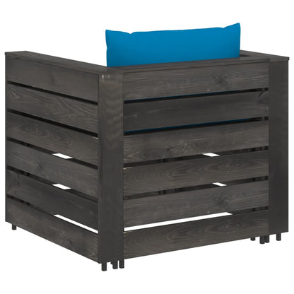 Loungeset Met Kussens Geïmpregneerd Hout Lichtblauw en grijs
