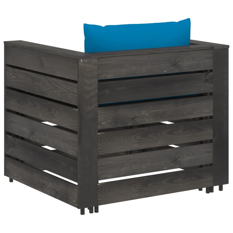 Loungeset Met Kussens Geïmpregneerd Hout Lichtblauw en grijs