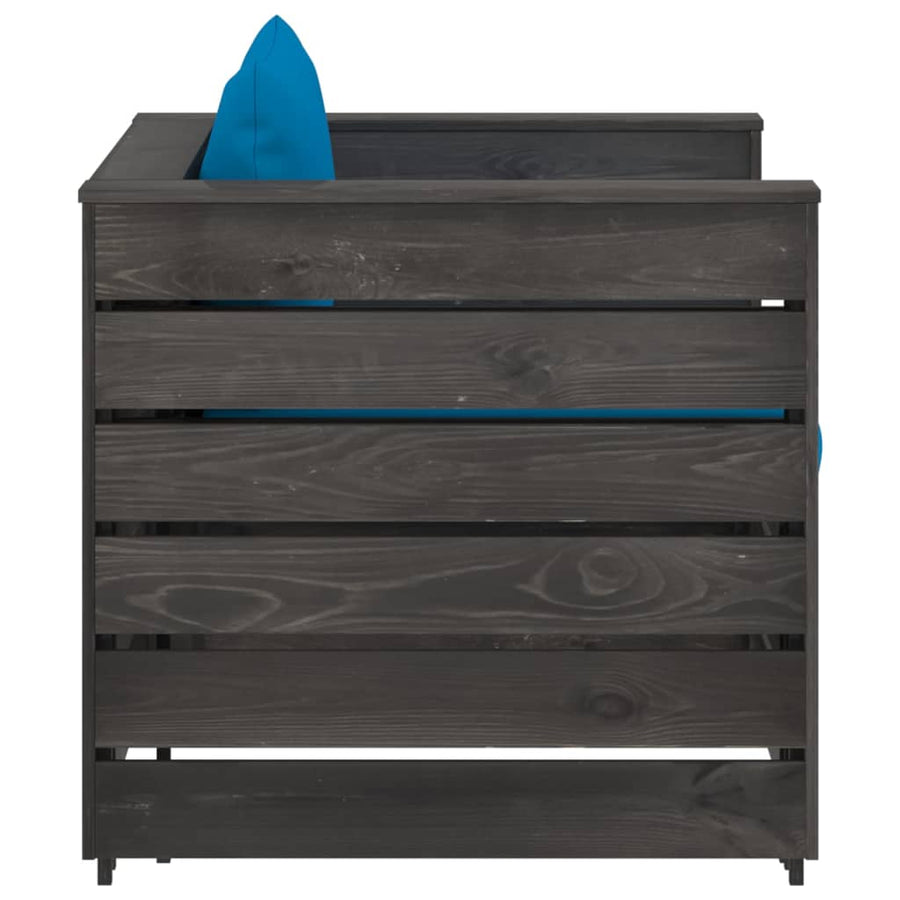 Loungeset Met Kussens Geïmpregneerd Hout Lichtblauw en grijs
