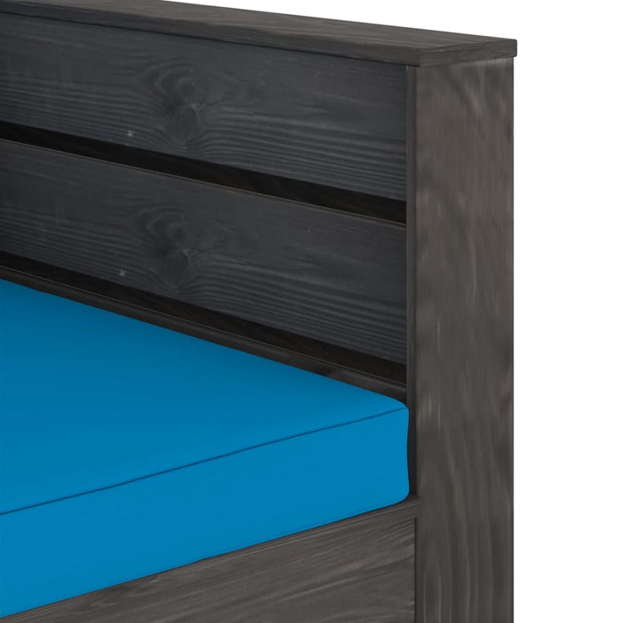 Loungeset Met Kussens Geïmpregneerd Hout Lichtblauw en grijs
