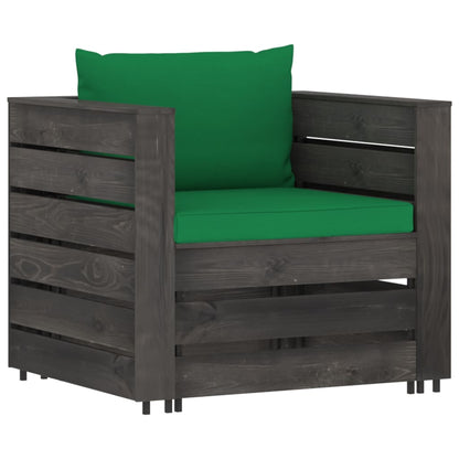 -Delige Loungeset Met Kussens Grijs Geïmpregneerd Hout Groen en rood