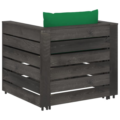 -Delige Loungeset Met Kussens Grijs Geïmpregneerd Hout Groen en rood