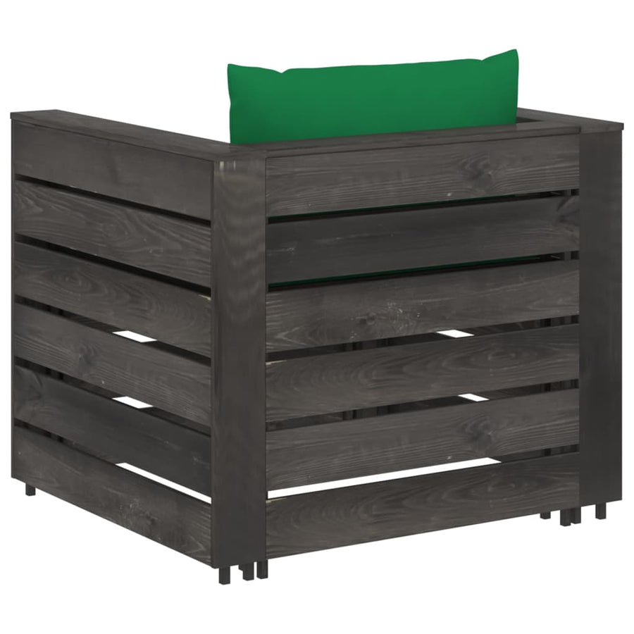 -Delige Loungeset Met Kussens Grijs Geïmpregneerd Hout Groen en rood