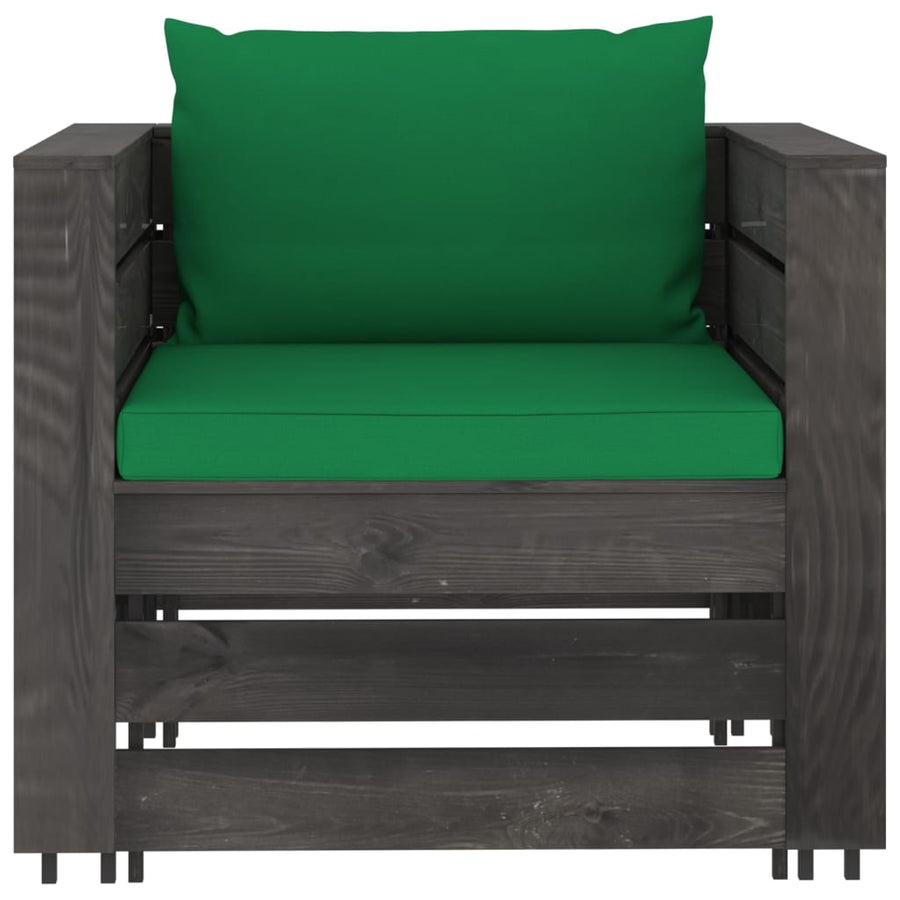 -Delige Loungeset Met Kussens Grijs Geïmpregneerd Hout Groen en rood