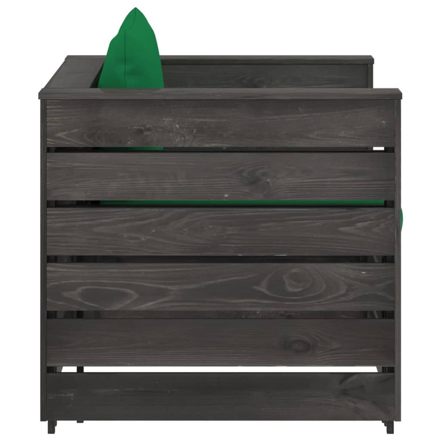 -Delige Loungeset Met Kussens Grijs Geïmpregneerd Hout Groen en rood