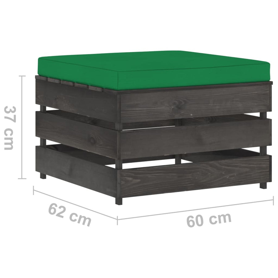 -Delige Loungeset Met Kussens Grijs Geïmpregneerd Hout Groen en rood