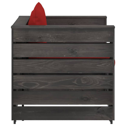 Loungeset Met Kussens Geïmpregneerd Hout Rood en grijs