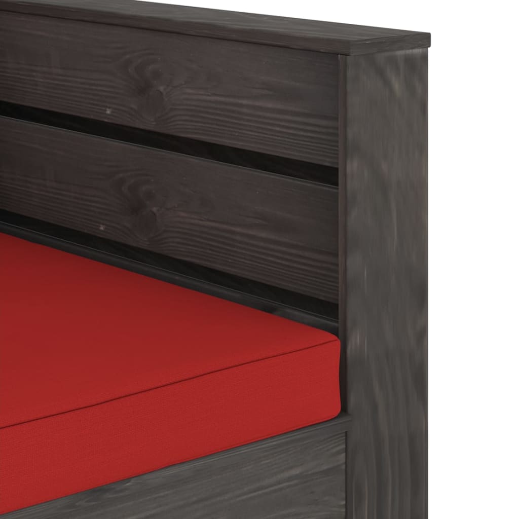 Loungeset Met Kussens Geïmpregneerd Hout Rood en grijs
