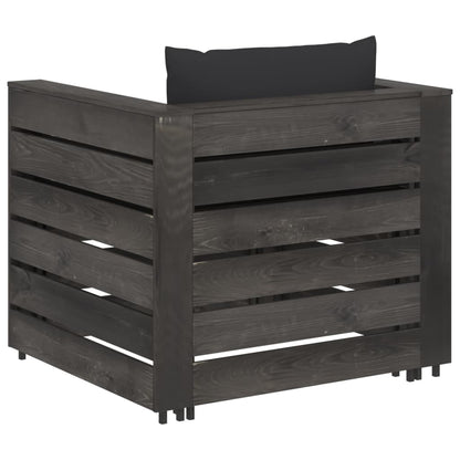 2-Delige Loungeset Met Kussens Grijs Geïmpregneerd Hout Zwart en grijs