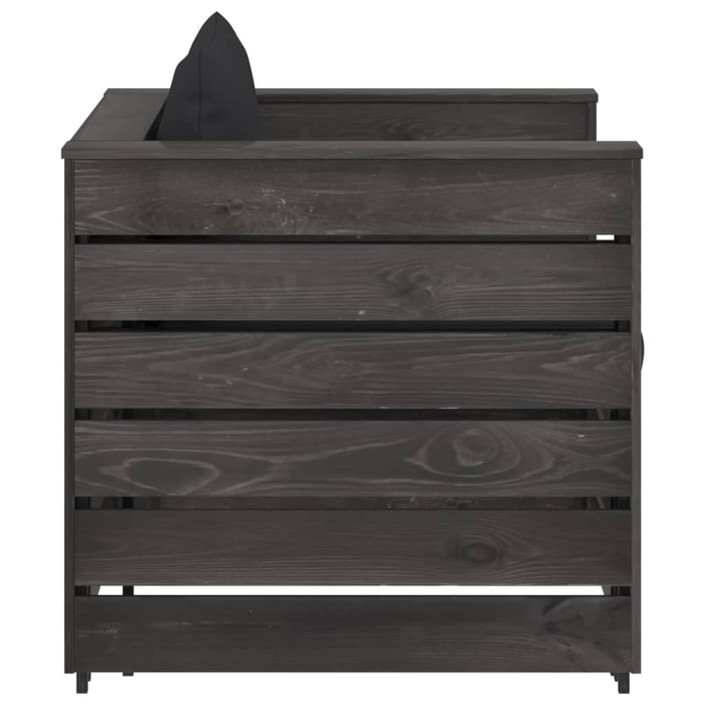 2-Delige Loungeset Met Kussens Grijs Geïmpregneerd Hout Zwart en grijs