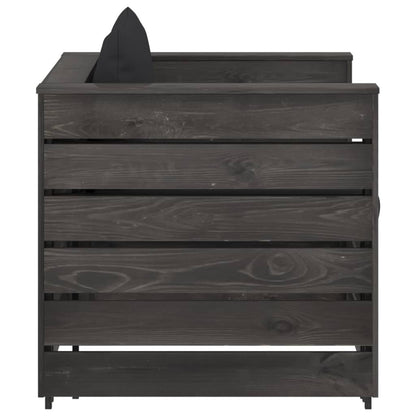 2-Delige Loungeset Met Kussens Grijs Geïmpregneerd Hout Zwart en grijs
