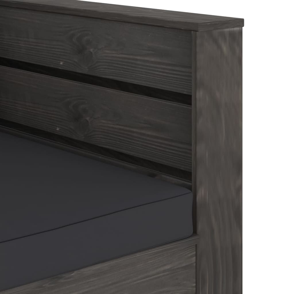 2-Delige Loungeset Met Kussens Grijs Geïmpregneerd Hout Zwart en grijs
