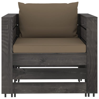 Loungeset Met Kussens Geïmpregneerd Hout Taupe en grijs