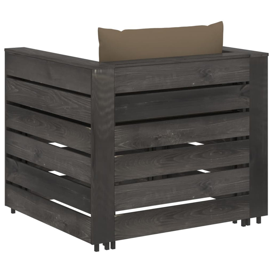 Loungeset Met Kussens Geïmpregneerd Hout Taupe en grijs