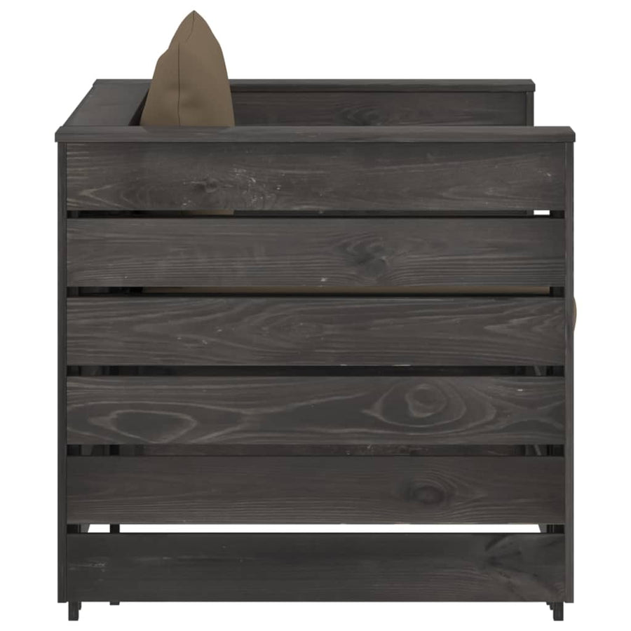Loungeset Met Kussens Geïmpregneerd Hout Taupe en grijs