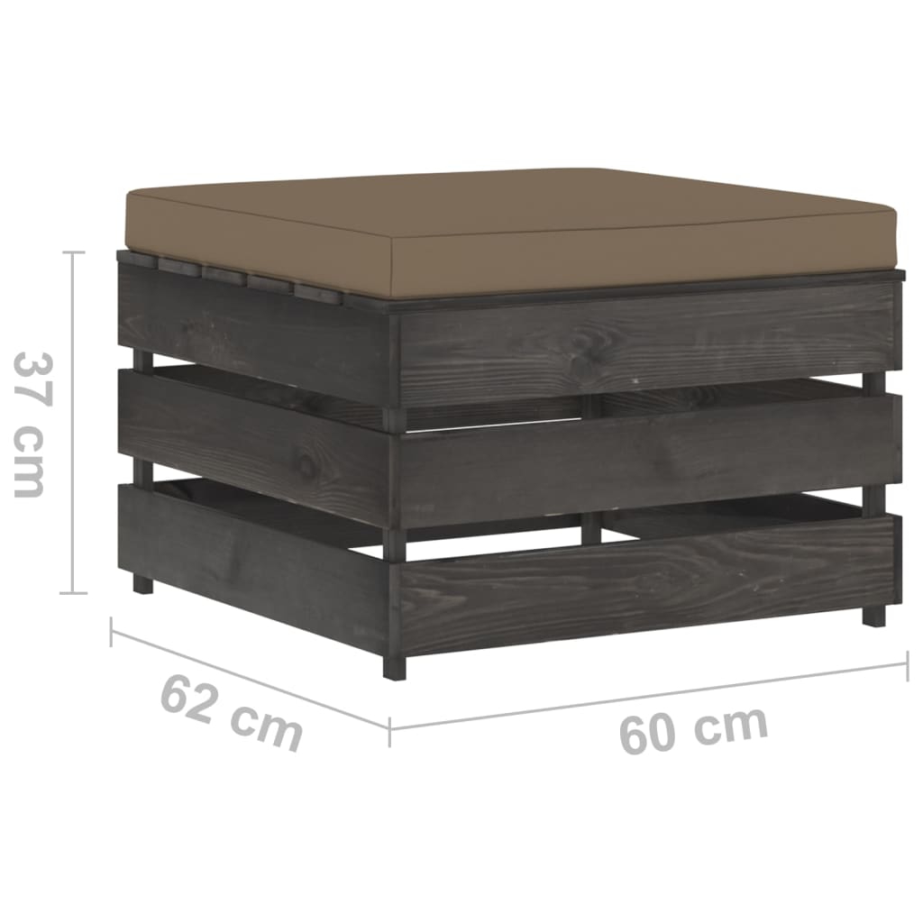 Loungeset Met Kussens Geïmpregneerd Hout Taupe en grijs