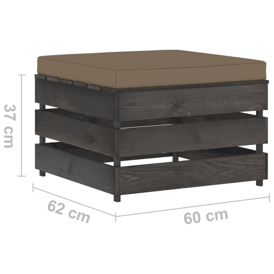 Loungeset Met Kussens Geïmpregneerd Hout Taupe en grijs