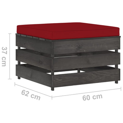 Loungeset Met Kussens Geïmpregneerd Hout Wijnrood en grijs