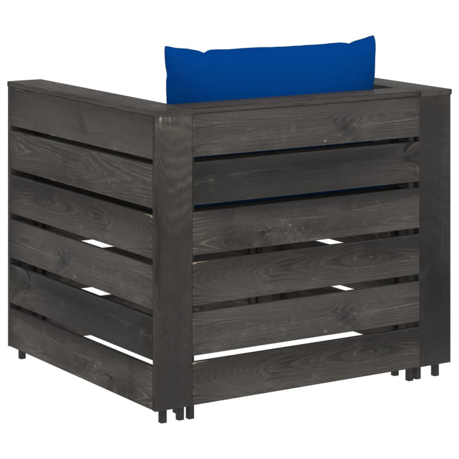 2-Delige Loungeset Met Kussens Grijs Geïmpregneerd Hout Blauw en grijs