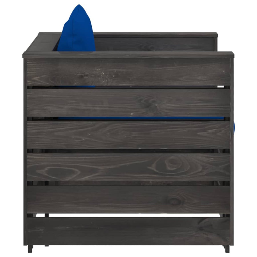 2-Delige Loungeset Met Kussens Grijs Geïmpregneerd Hout Blauw en grijs