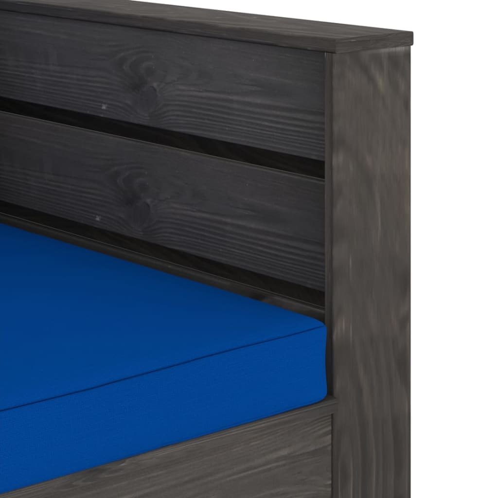 2-Delige Loungeset Met Kussens Grijs Geïmpregneerd Hout Blauw en grijs