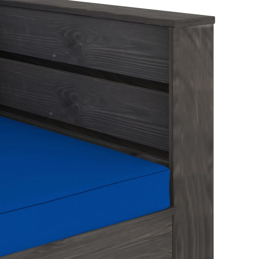 2-Delige Loungeset Met Kussens Grijs Geïmpregneerd Hout Blauw en grijs