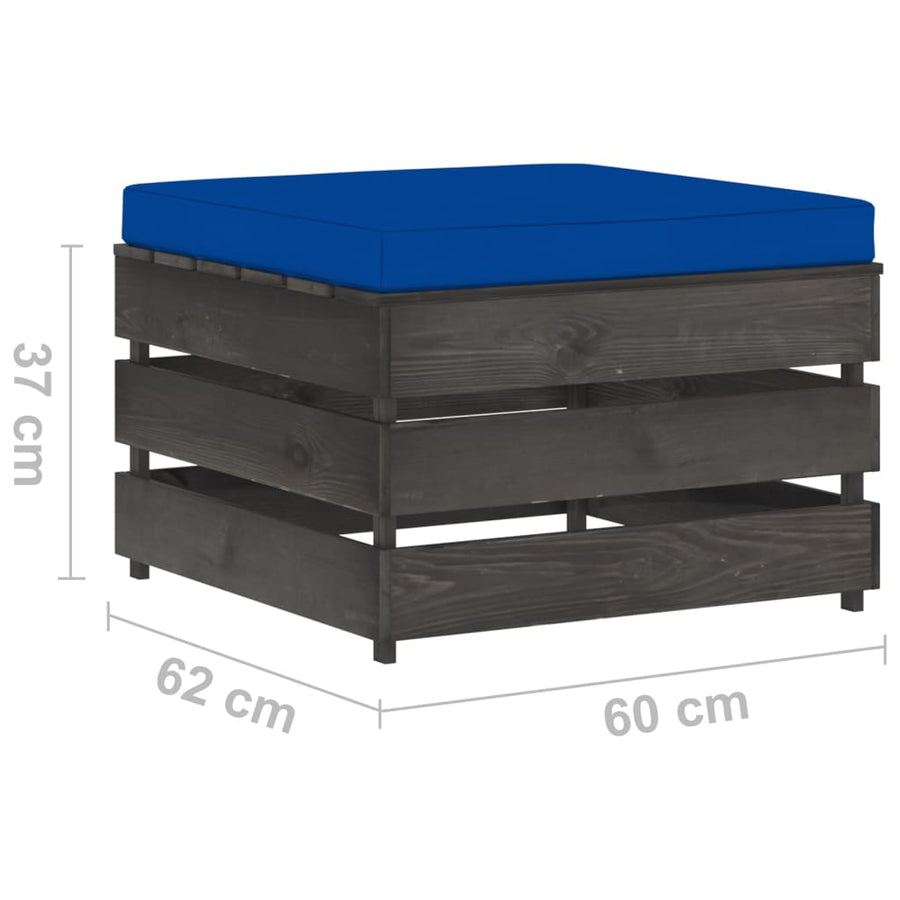 2-Delige Loungeset Met Kussens Grijs Geïmpregneerd Hout Blauw en grijs