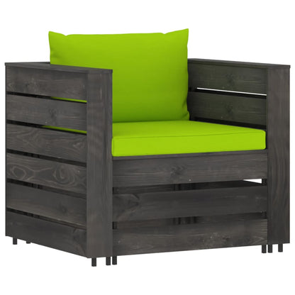 2-Delige Loungeset Met Kussens Grijs Geïmpregneerd Hout 2