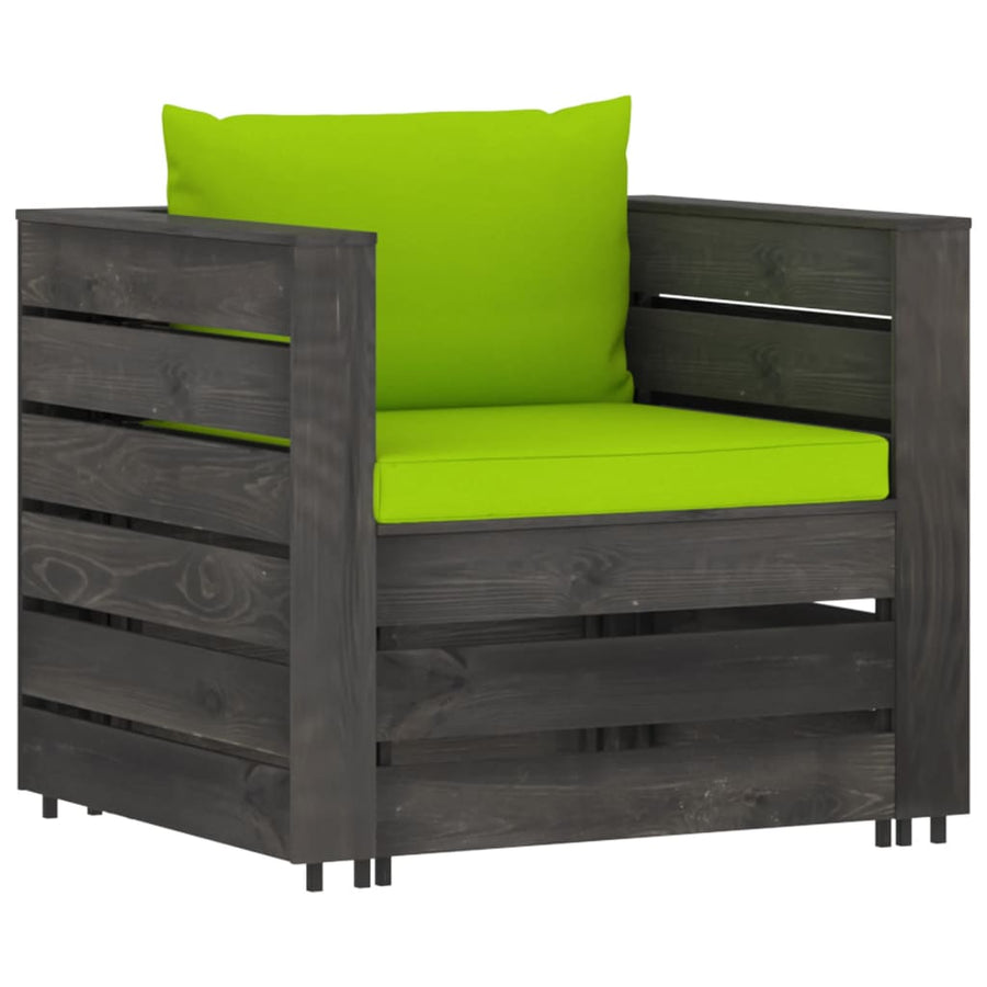 2-Delige Loungeset Met Kussens Grijs Geïmpregneerd Hout 2