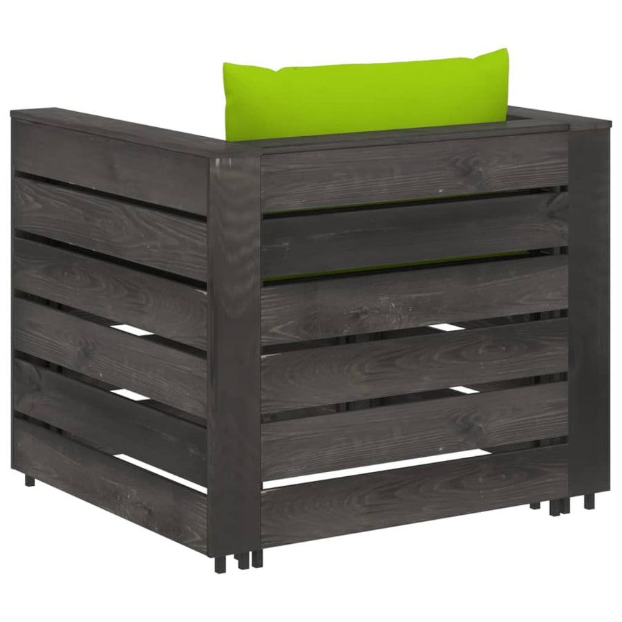 2-Delige Loungeset Met Kussens Grijs Geïmpregneerd Hout 2