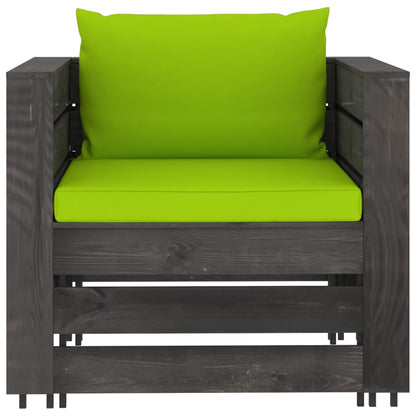 2-Delige Loungeset Met Kussens Grijs Geïmpregneerd Hout 2