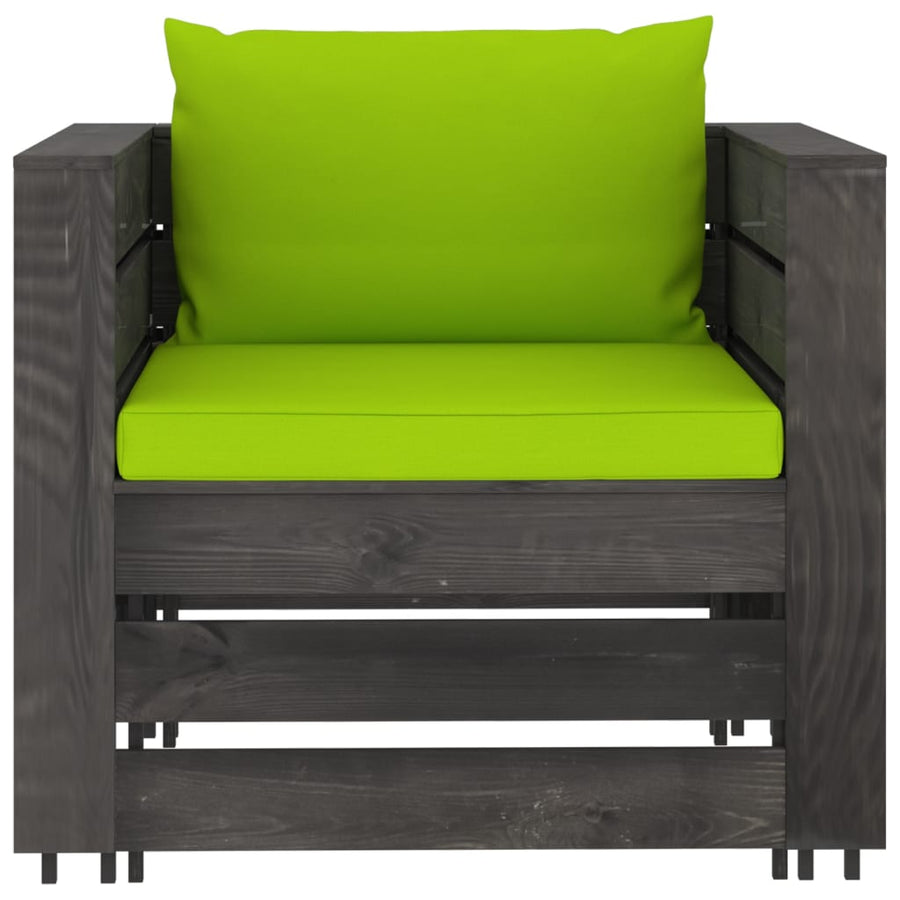 2-Delige Loungeset Met Kussens Grijs Geïmpregneerd Hout 2