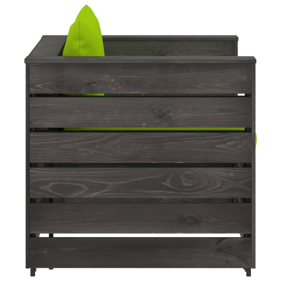 2-Delige Loungeset Met Kussens Grijs Geïmpregneerd Hout 2