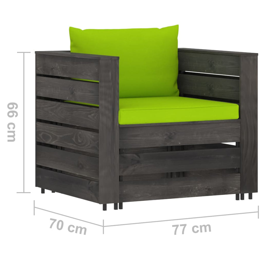 2-Delige Loungeset Met Kussens Grijs Geïmpregneerd Hout 2