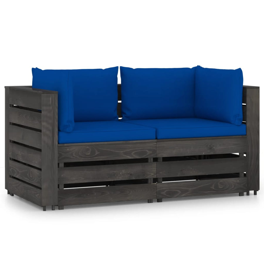 10-Delige Loungeset Met Kussens Poly Rattan Beige Blauw