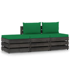 -Delige Loungeset Met Kussens Grijs Geïmpregneerd Hout Groen en rood