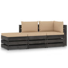 -Delige Loungeset Met Kussens Geïmpregneerd Hout Beige en grijs