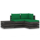 -Delige Loungeset Met Kussens Grijs Geïmpregneerd Hout Groen en rood