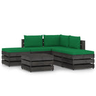 -Delige Loungeset Met Kussens Grijs Geïmpregneerd Hout Groen en rood