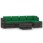 -Delige Loungeset Met Kussens Grijs Geïmpregneerd Hout Groen en rood