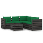 -Delige Loungeset Met Kussens Grijs Geïmpregneerd Hout Groen en rood