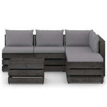 -Delige Loungeset Met Kussens Geïmpregneerd Hout Grijs