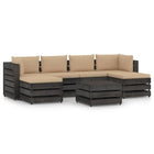 -Delige Loungeset Met Kussens Geïmpregneerd Hout Beige en grijs