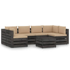 -Delige Loungeset Met Kussens Geïmpregneerd Hout Beige en grijs