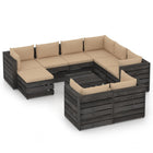 -Delige Loungeset Met Kussens Geïmpregneerd Hout Beige en grijs